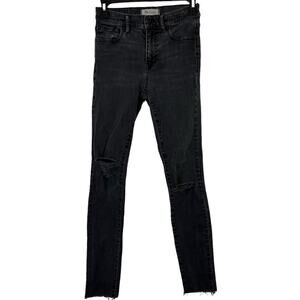 MADEWELL HIGH RISER Black Gray Wash SKINNY SKINNY Zip Fly Raw Hem Jeans sz 25